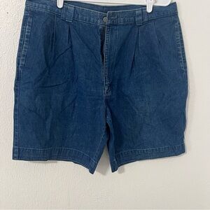 Vintage Dockers Men Pleated Relaxed Medium Wash Denim Shorts Size 38 USA Cotton
